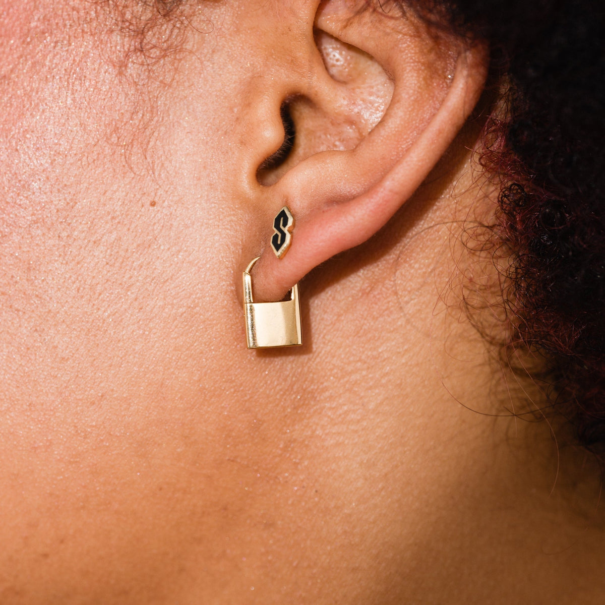 Padlock Huggie Hoops - Starry Skies Austin