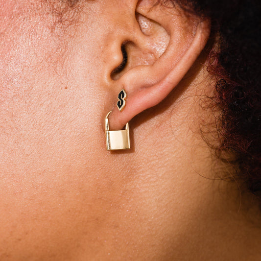 Padlock Huggie Hoops - Starry Skies Austin