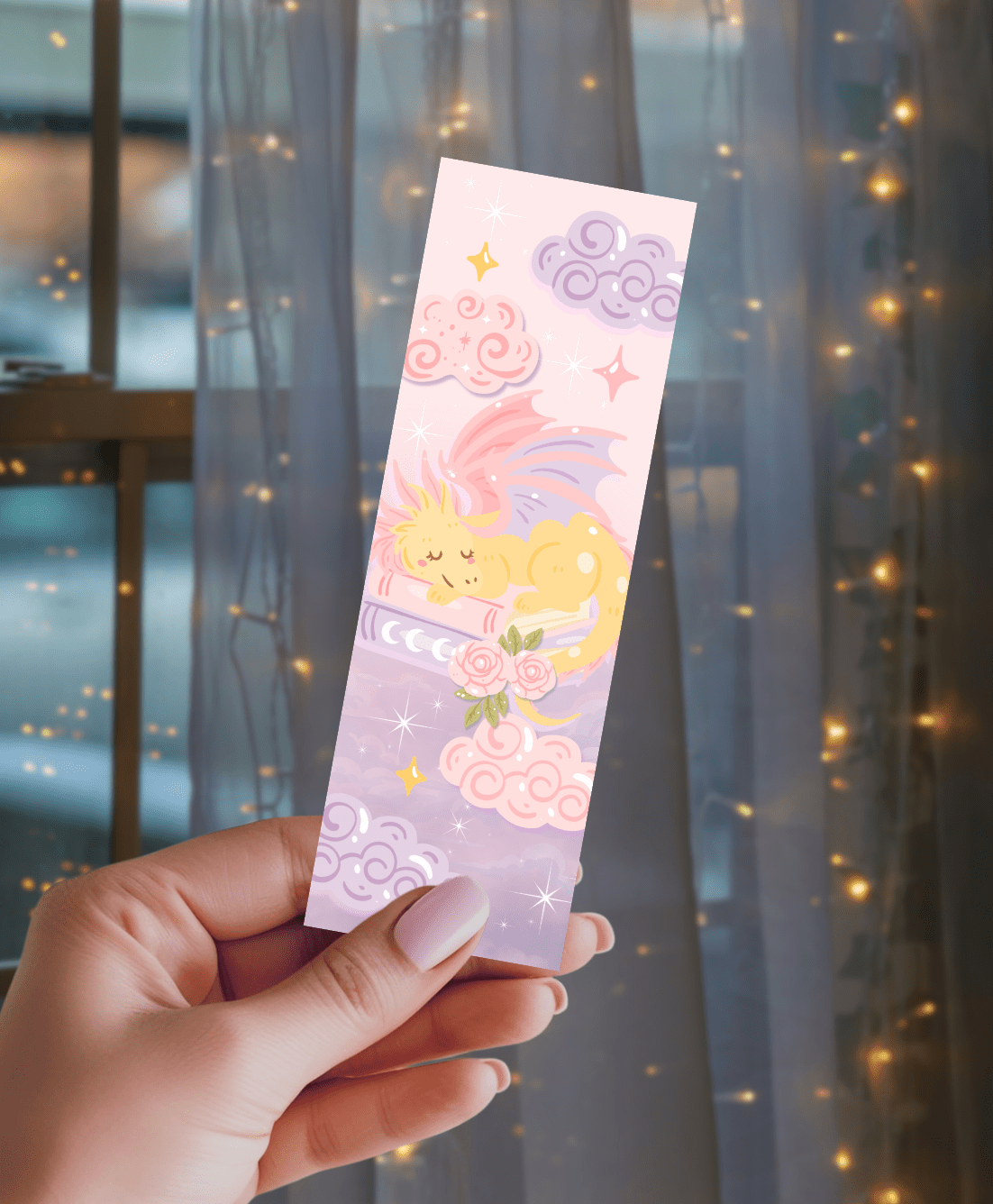 Pastel Book Dragon Bookmark - Star Sparkle Finish - Starry Skies Austin