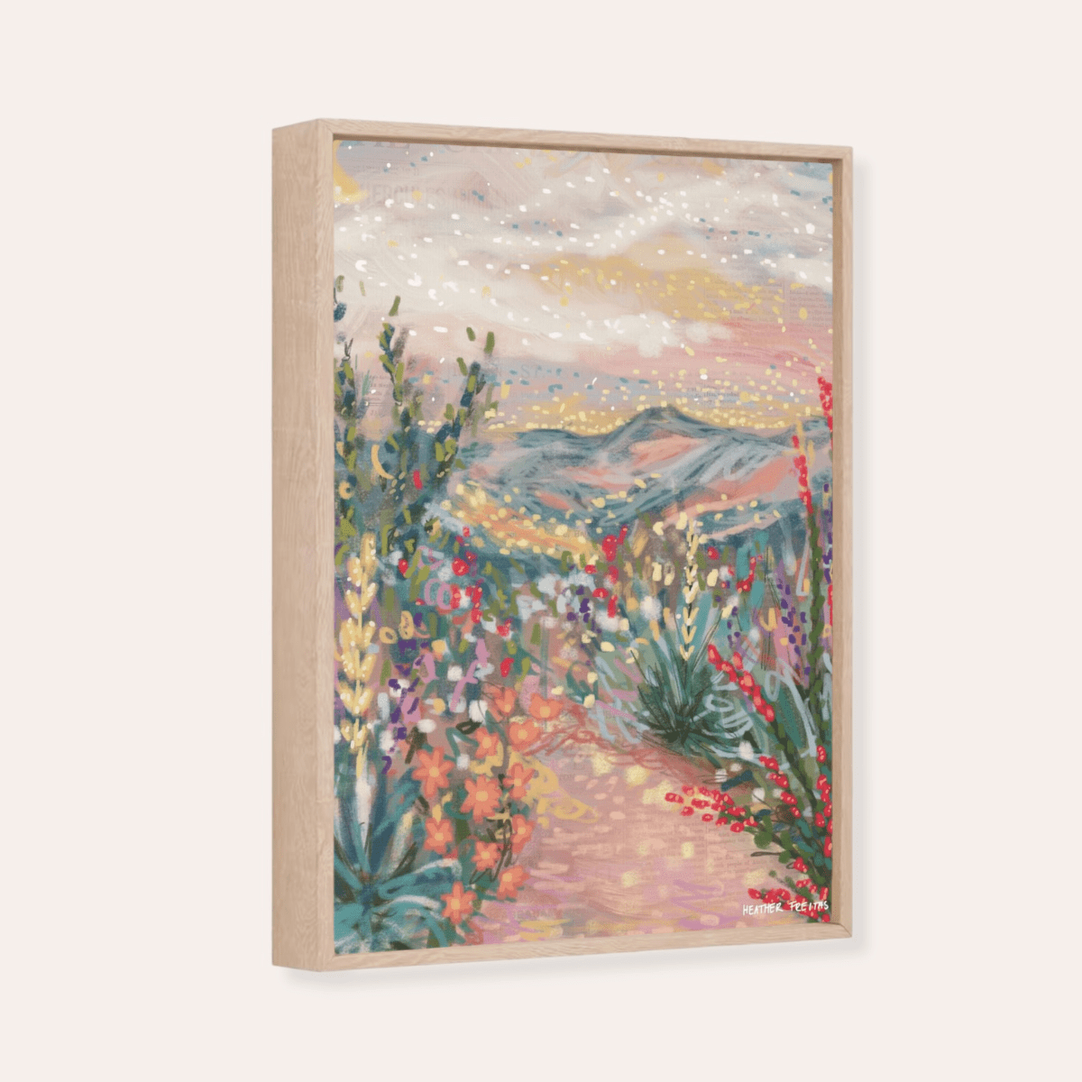 Pastel Desert Framed Fine Art Canvas Print - Starry Skies Austin