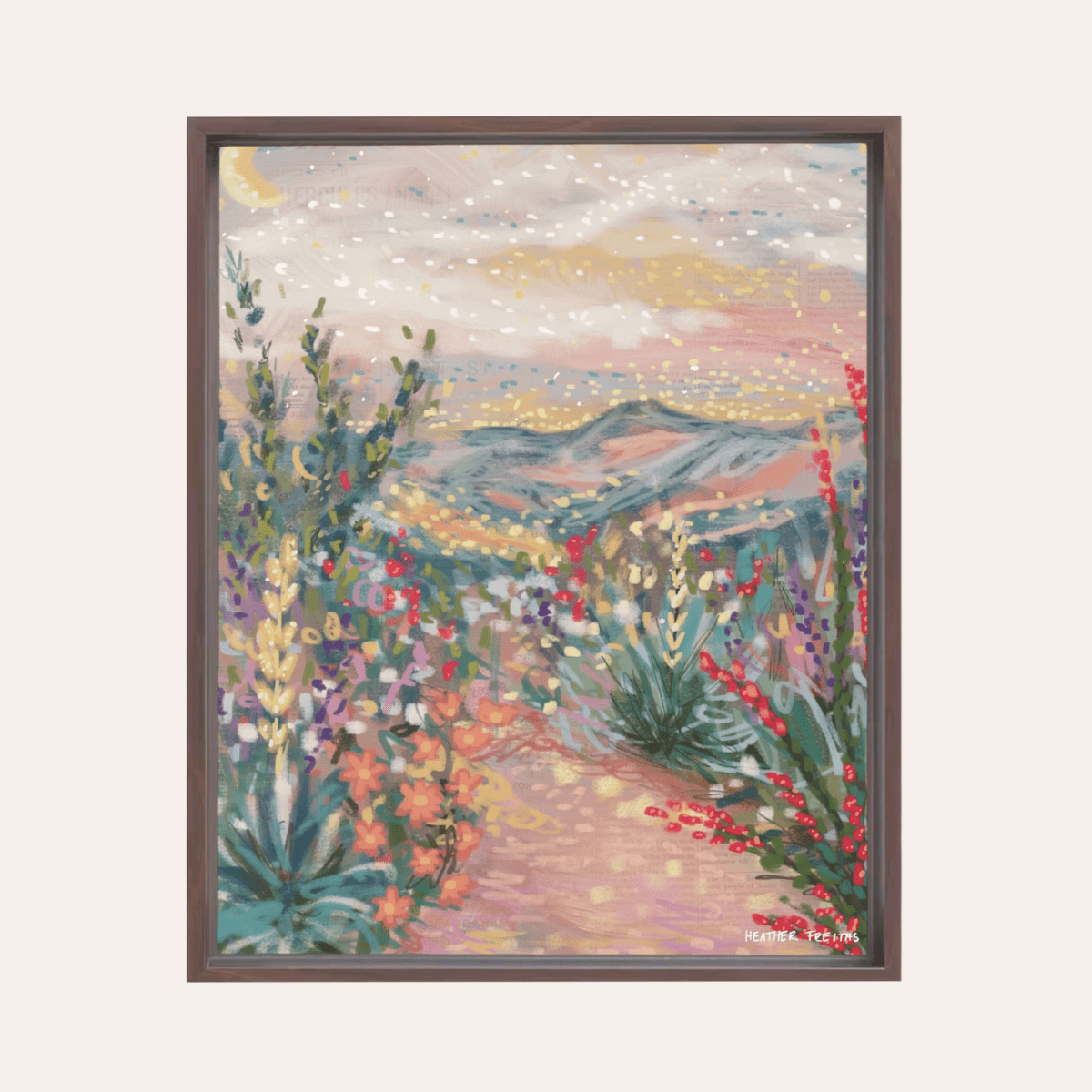 Pastel Desert Framed Fine Art Canvas Print - Starry Skies Austin