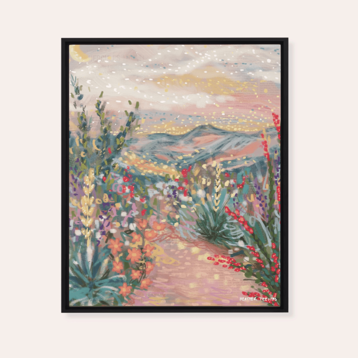 Pastel Desert Framed Fine Art Canvas Print - Starry Skies Austin