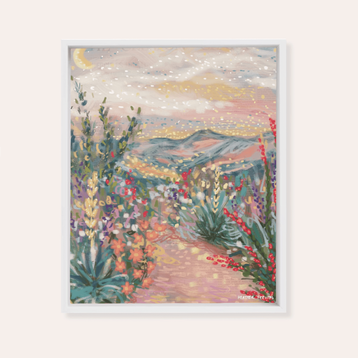 Pastel Desert Framed Fine Art Canvas Print - Starry Skies Austin