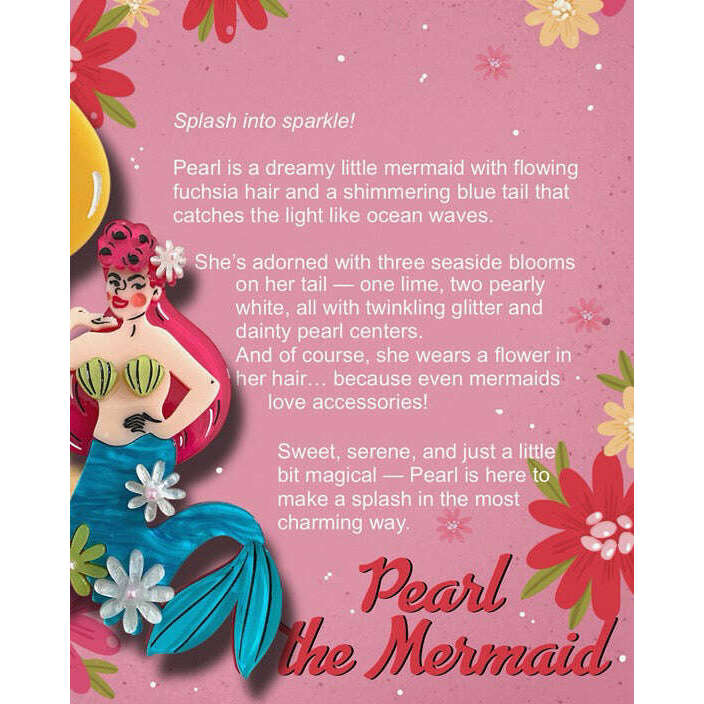 Pearl the Mermaid Brooch by Marla VonDuta x Lipstick & Chrome — Vintage Ocean Pin - Starry Skies Austin
