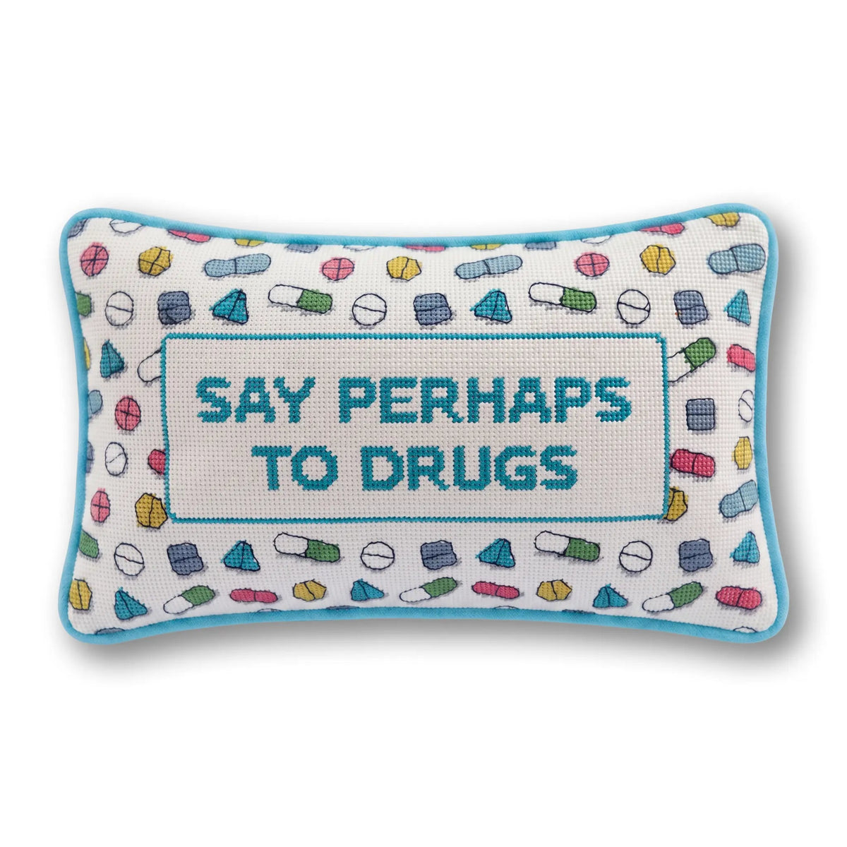 Perhaps to Drugs Needlepoint Pillow - Starry Skies Austin