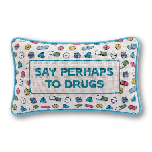Perhaps to Drugs Needlepoint Pillow - Starry Skies Austin