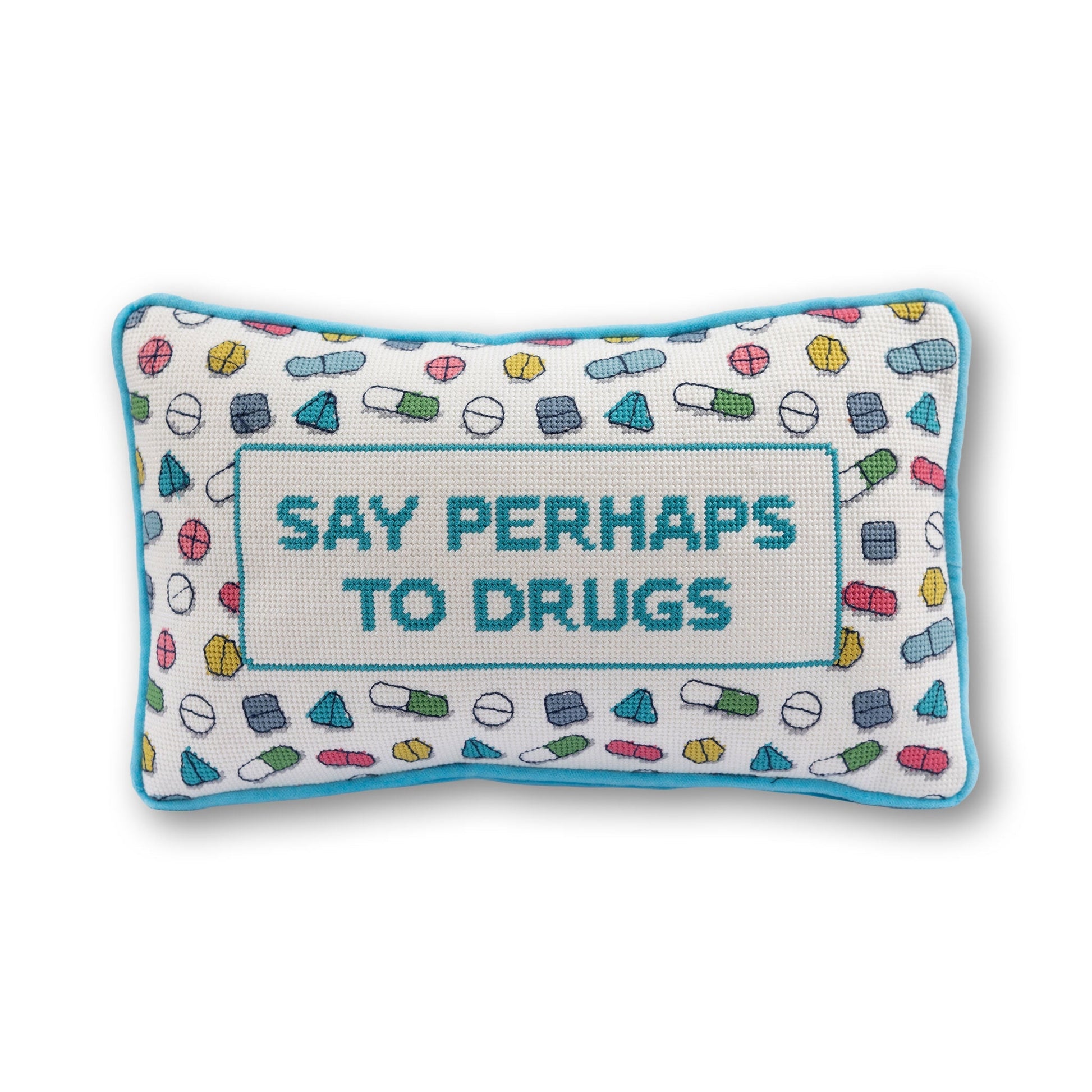 Perhaps to Drugs Needlepoint Pillow - Starry Skies Austin