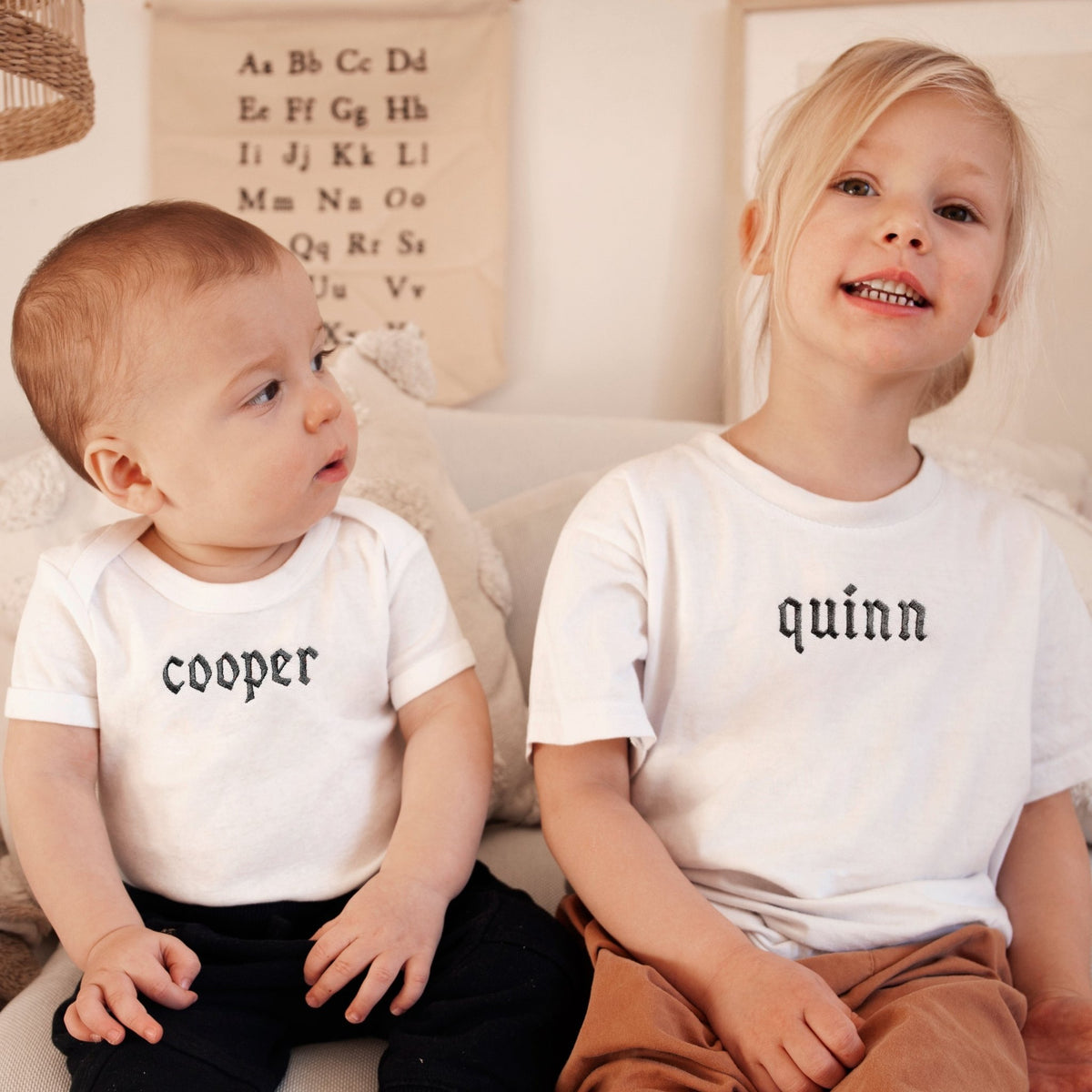 Personalized Kids Name Shirt with Gothic Embroidery - Starry Skies Austin