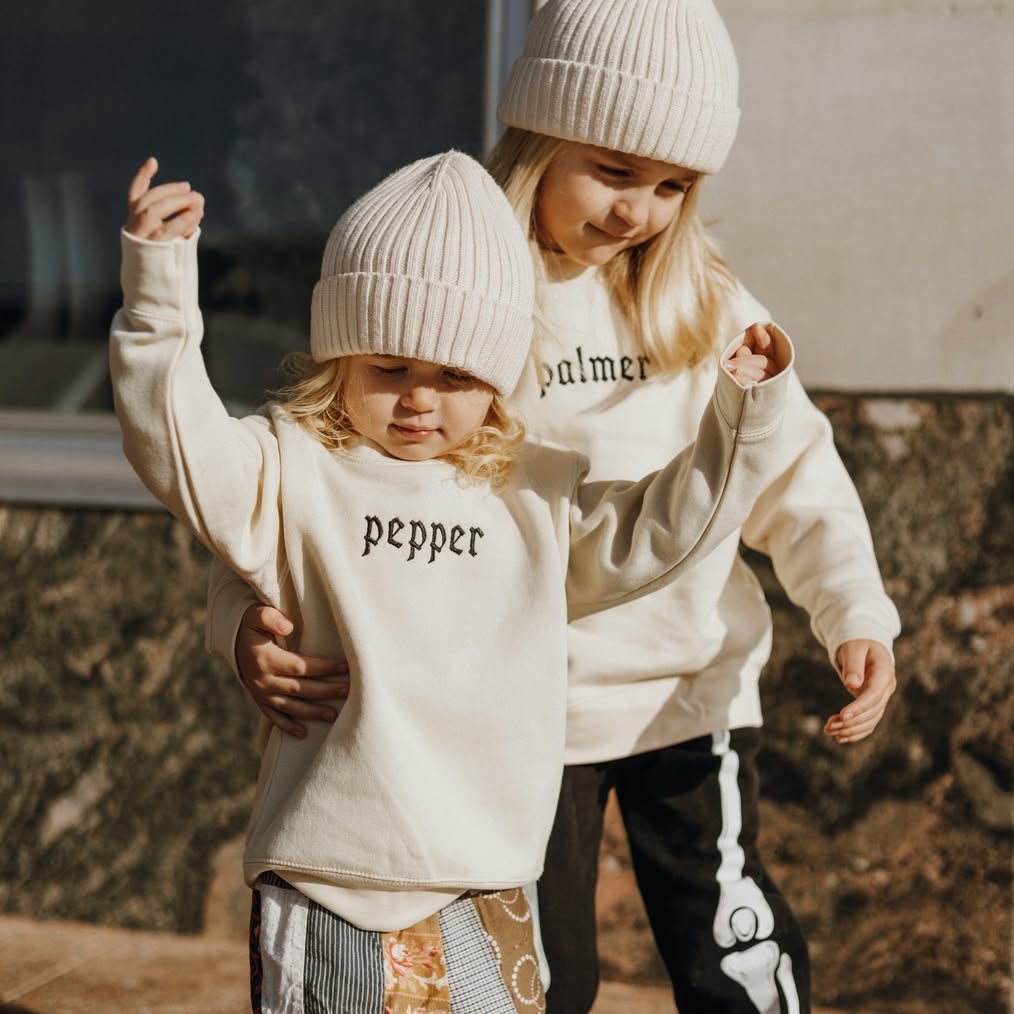 Personalized Kids Name Sweatshirt with Gothic Embroidery - Starry Skies Austin