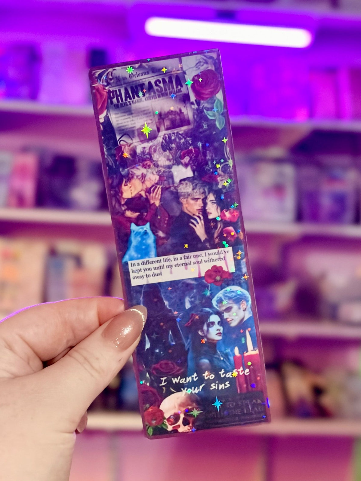 Phantasma Inspired Collage Cardstock Bookmark - Sparkle Finish - Starry Skies Austin