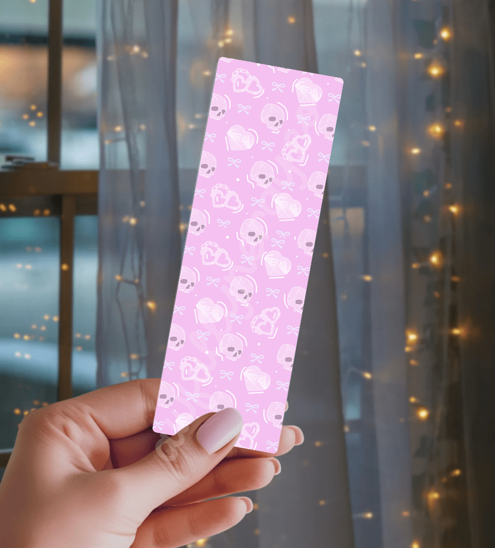 Pink Dark Romance Pattern Laminated Cardstock Sparkle Bookmark - Starry Skies Austin