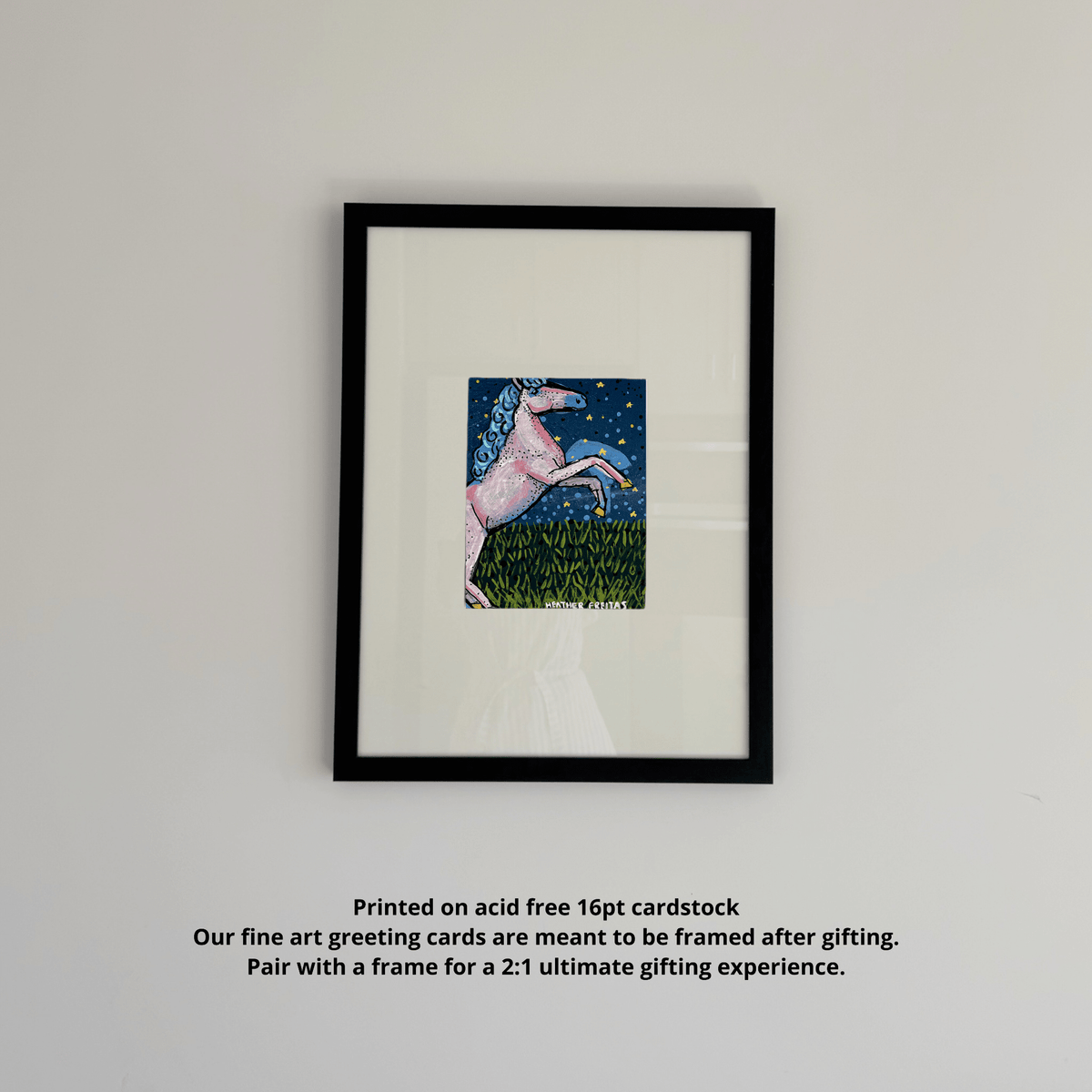 Pink Unicorn Starry Night Fine Art Greeting Card - Starry Skies Austin