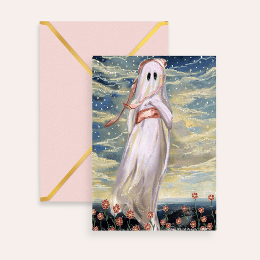 Pinkie Ghost Fine Art Greeting Card - Starry Skies Austin