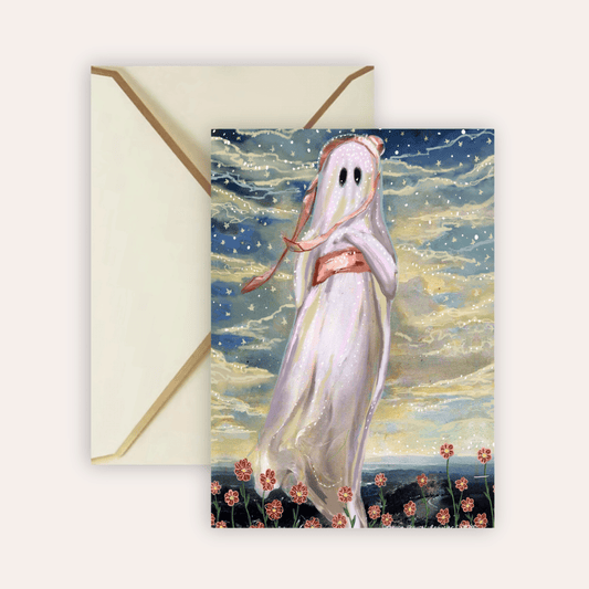 Pinkie Ghost Fine Art Greeting Card - Starry Skies Austin