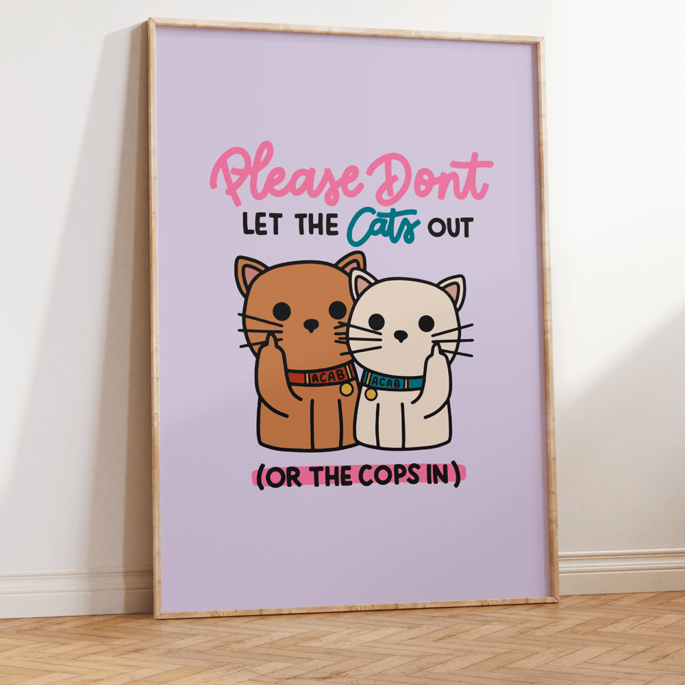 Please Don't Let the Cats Out or the Cops in Unframed Art Print - Starry Skies Austin