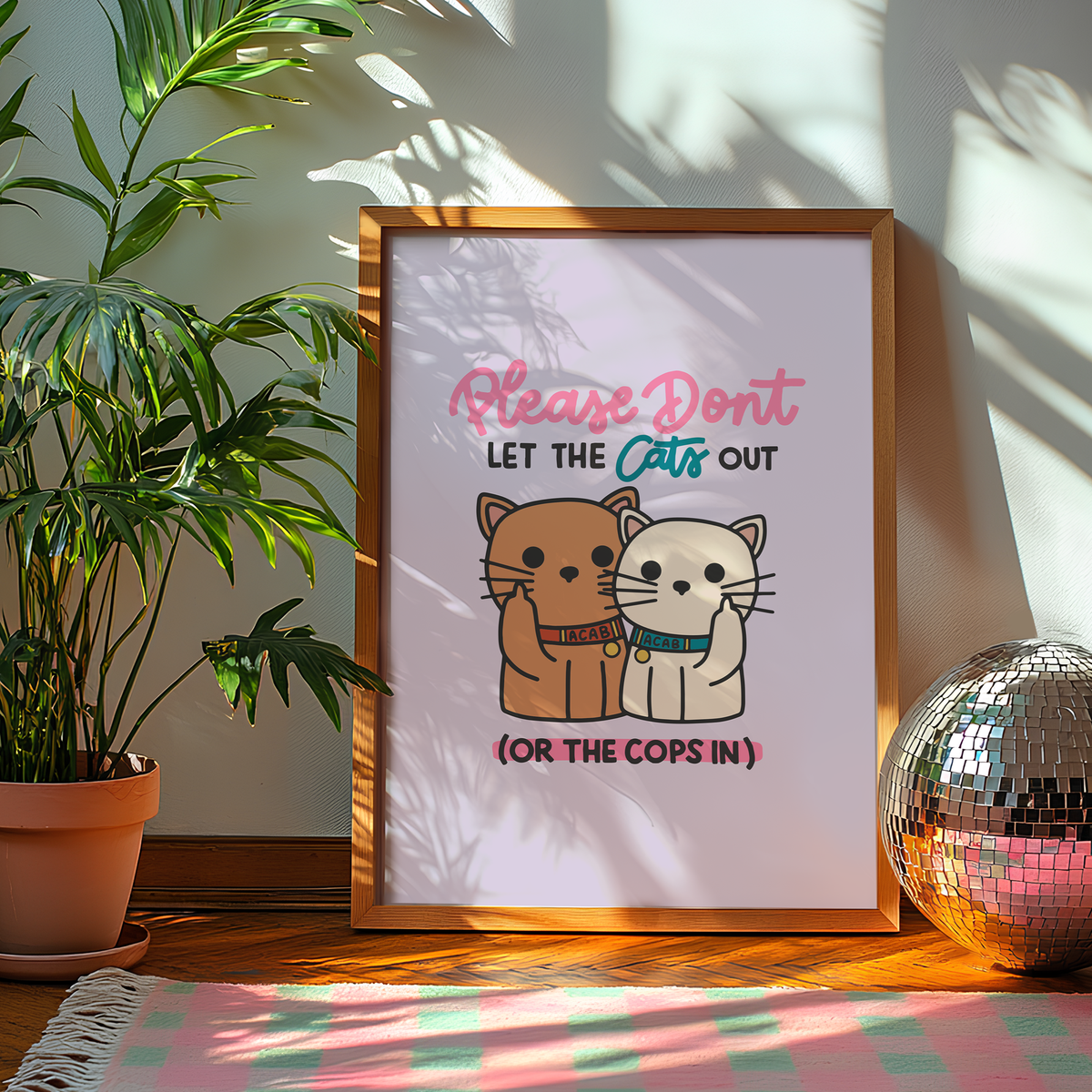 Please Don't Let the Cats Out or the Cops in Unframed Art Print - Starry Skies Austin