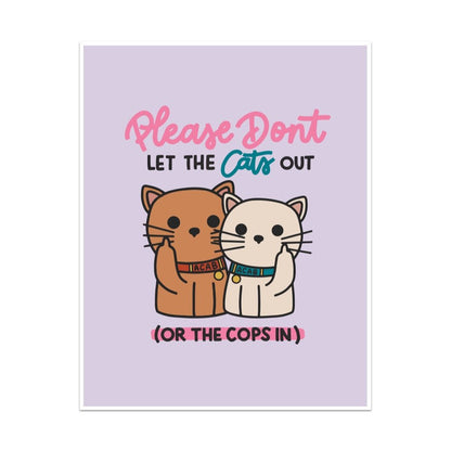 Please Don't Let the Cats Out or the Cops in Unframed Art Print - Starry Skies Austin