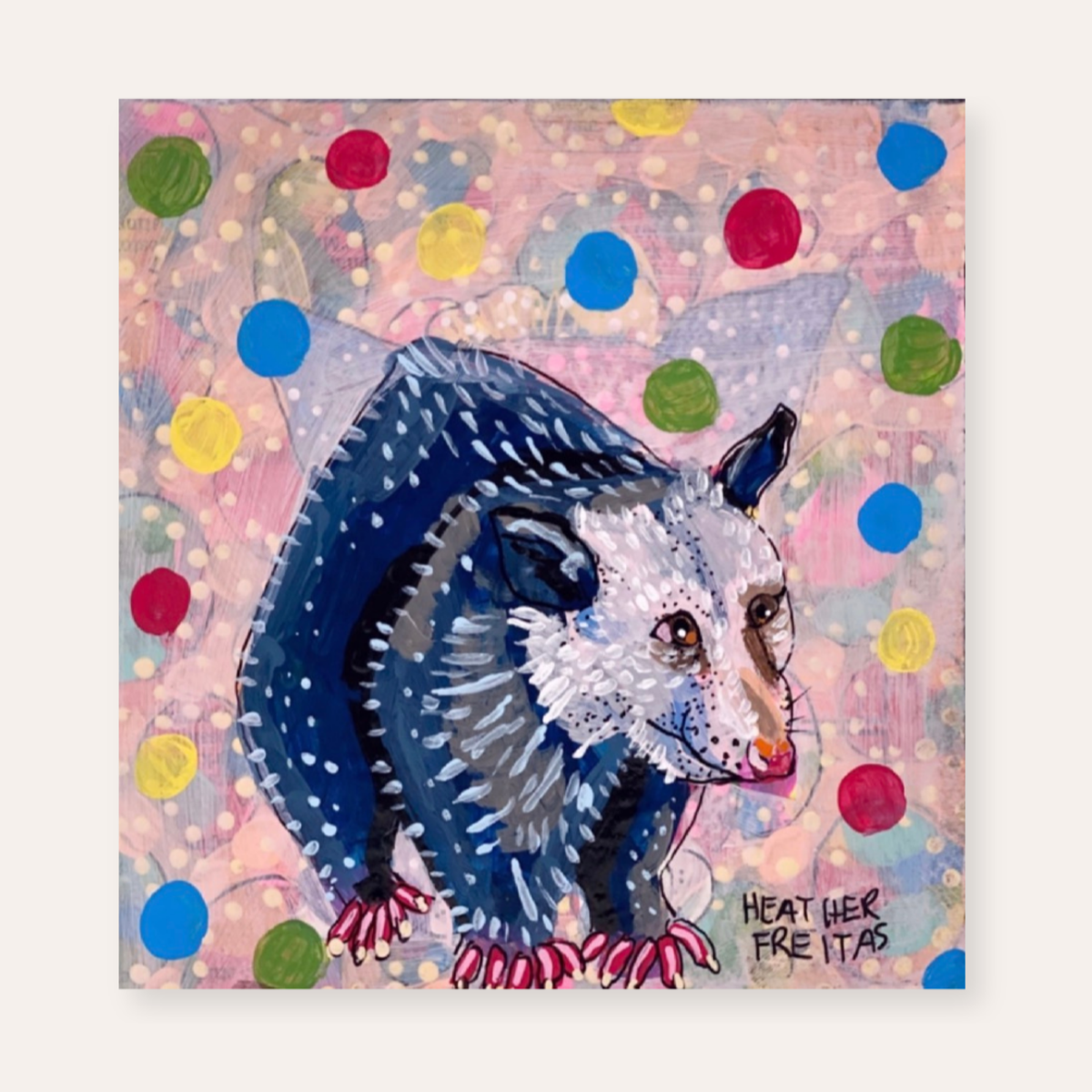 Polka Dot Opossum ( original painting ) - Starry Skies Austin
