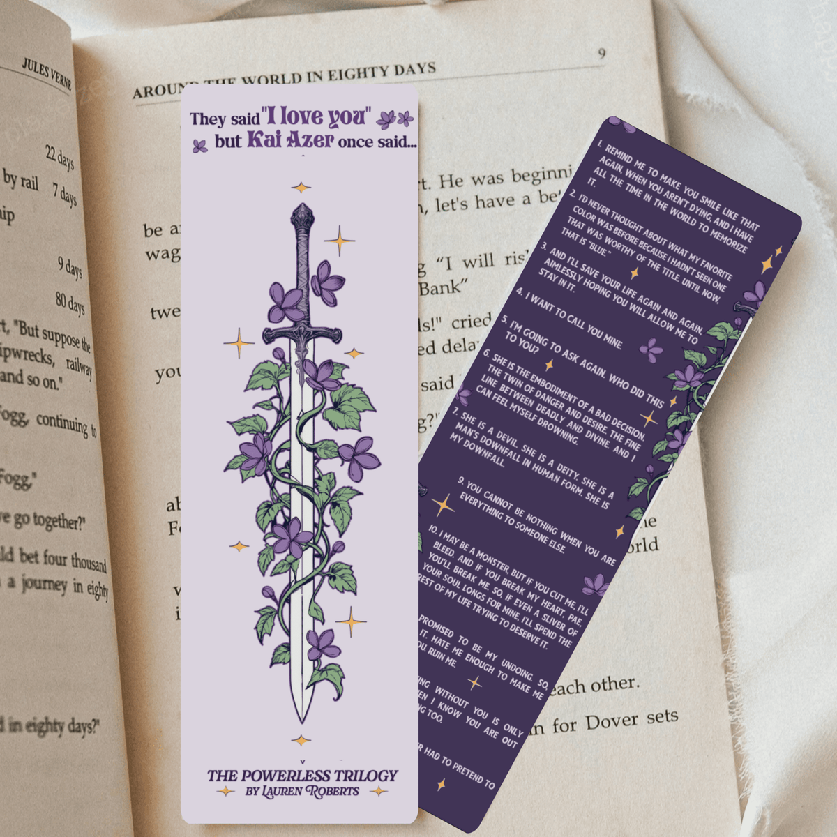 Powerless Kai Quotes inspired Dual-Sided Cardstock Bookmark - Starry Skies Austin