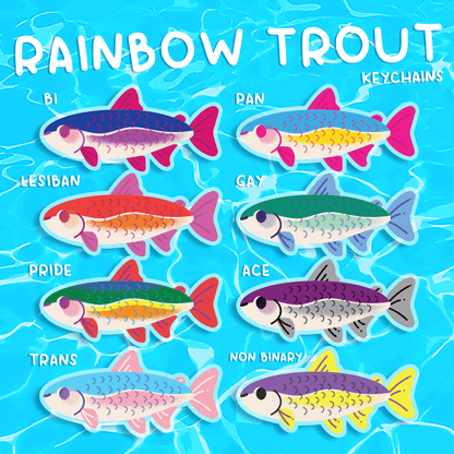 [PREORDER] Rainbow Trout Pride Keychains - Starry Skies Austin