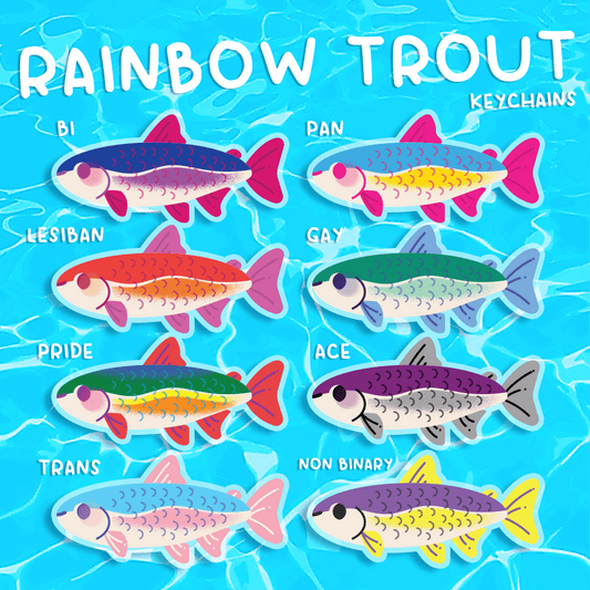 [PREORDER] Rainbow Trout Pride Keychains - Starry Skies Austin