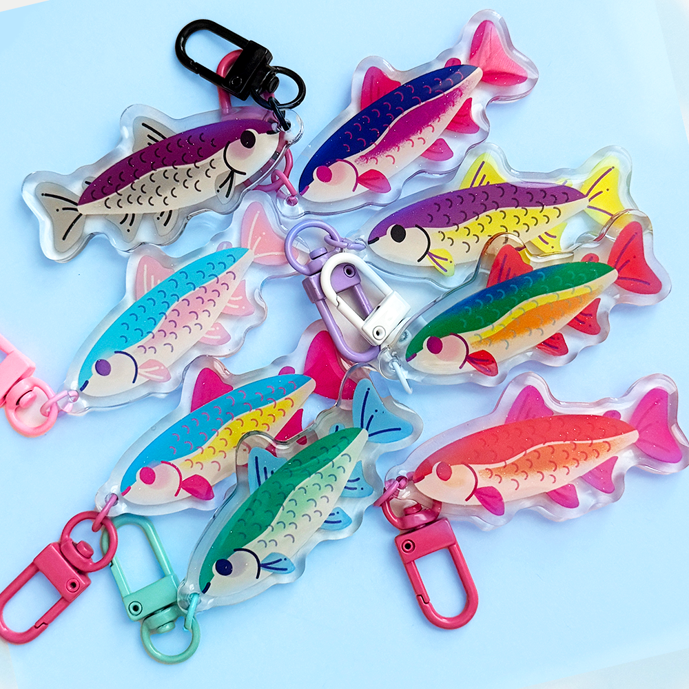 [PREORDER] Rainbow Trout Pride Keychains - Starry Skies Austin