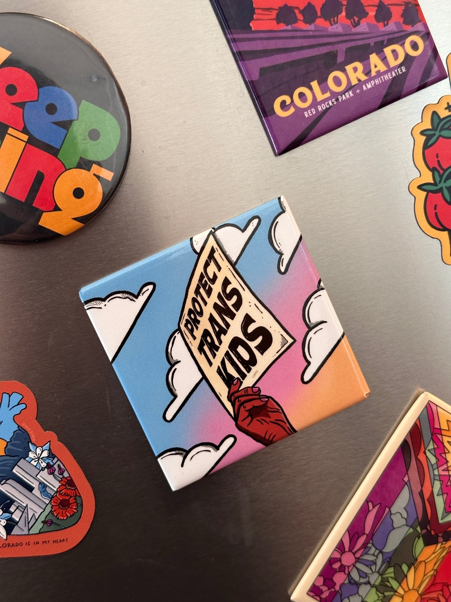 Protect Trans Kids Fridge Magnet - Starry Skies Austin