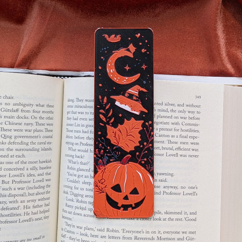 Pumpkin Moon Illustrated Bookmark 2x6 Art Bookmark Reader Gift - Starry Skies Austin