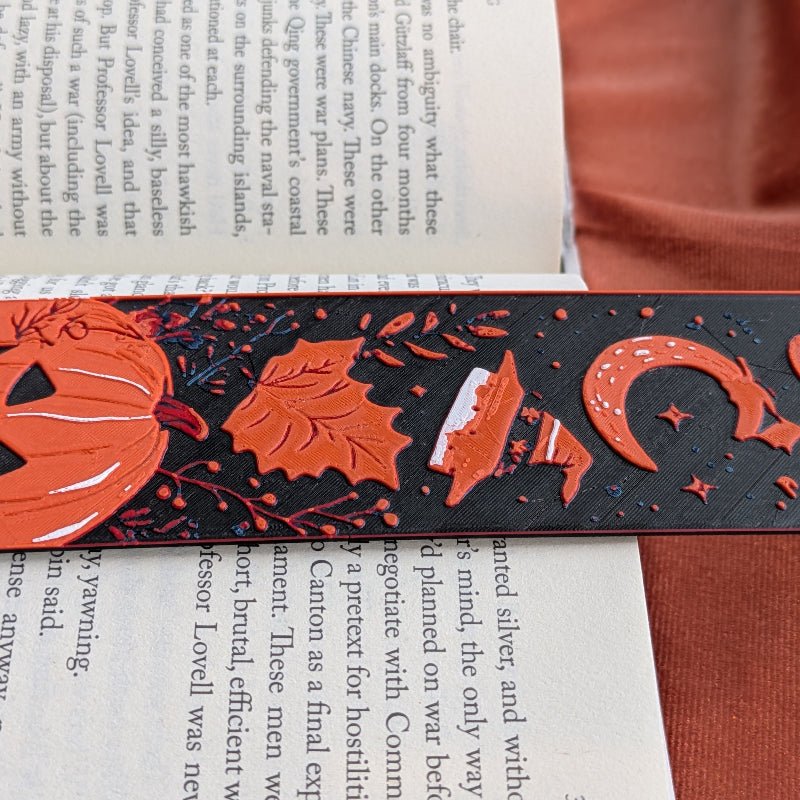 Pumpkin Moon Illustrated Bookmark 2x6 Art Bookmark Reader Gift - Starry Skies Austin