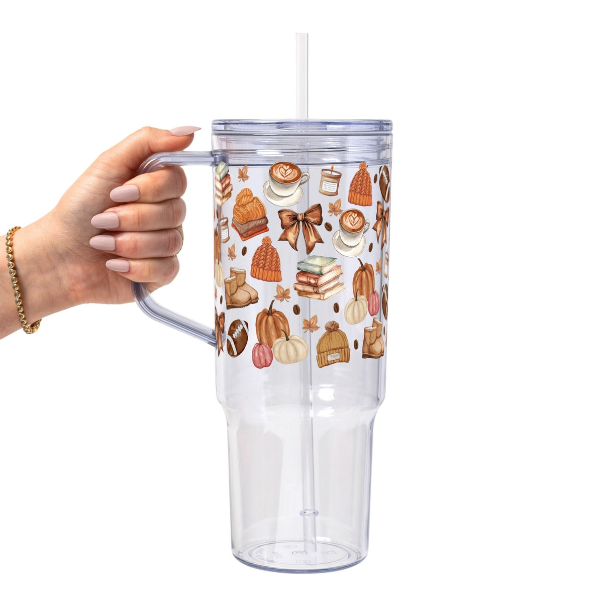 Pumpkin Spice Fall Glass Cup, Mug & Tumbler with Lid and Straw - Starry Skies Austin