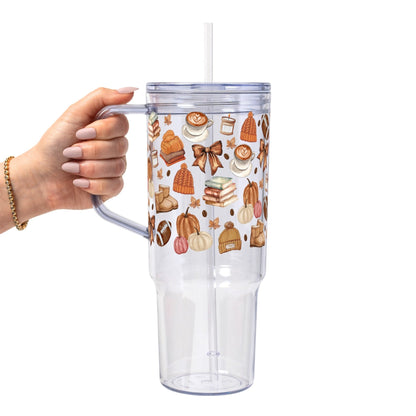 Pumpkin Spice Fall Glass Cup, Mug & Tumbler with Lid and Straw - Starry Skies Austin