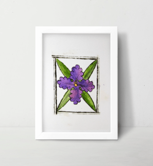 Purple Flower Art Print - Gothic Cathedral Inspired Medieval Decor - Starry Skies Austin