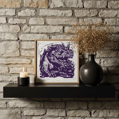 Purple Hodag Folklore Art Print Archival Reproduction Wall Art - Starry Skies Austin