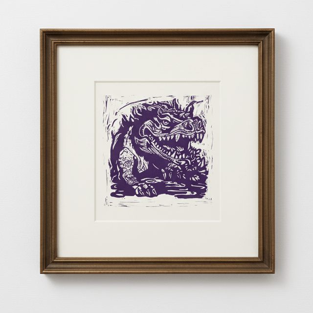 Purple Hodag Folklore Art Print Archival Reproduction Wall Art - Starry Skies Austin