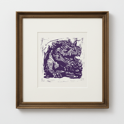 Purple Hodag Folklore Art Print Archival Reproduction Wall Art - Starry Skies Austin