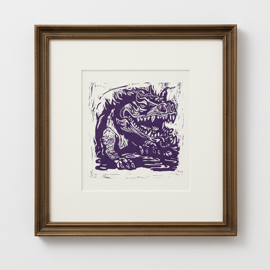 Purple Hodag Folklore Art Print Archival Reproduction Wall Art - Starry Skies Austin