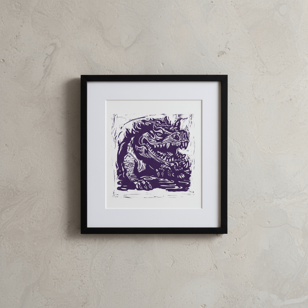 Purple Hodag Folklore Art Print Archival Reproduction Wall Art - Starry Skies Austin