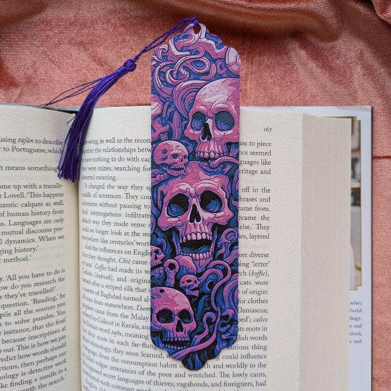 Purple Skull Folklore Bookmark 6x2 Art Reader Gift - Starry Skies Austin