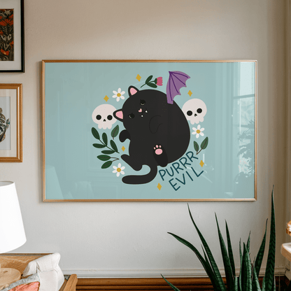 Purr Evil Unframed Art Print - Starry Skies Austin
