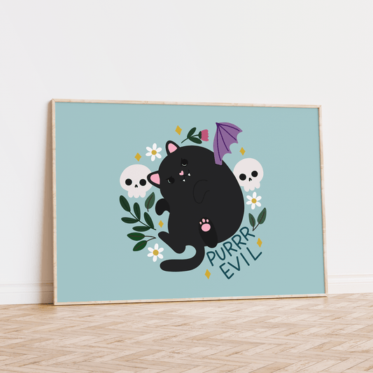 Purr Evil Unframed Art Print - Starry Skies Austin