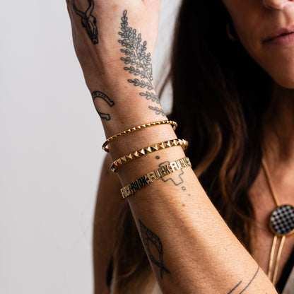 Pyramid Spike Cuff Bracelet - Starry Skies Austin
