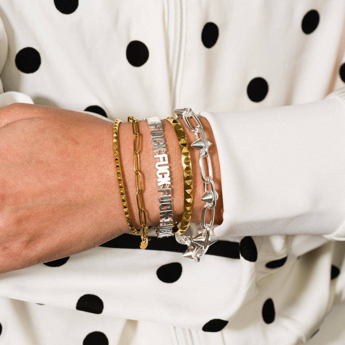 Pyramid Spike Cuff Bracelet - Starry Skies Austin