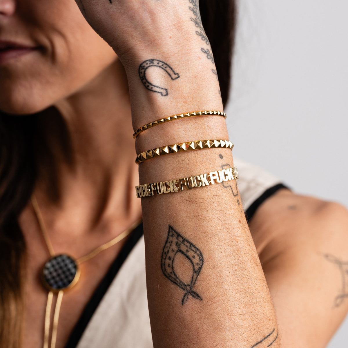 Pyramid Spike Cuff Bracelet - Starry Skies Austin