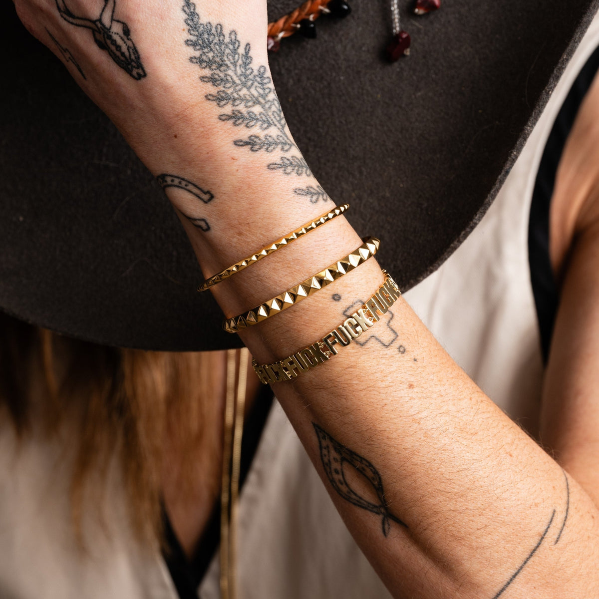 Pyramid Spike Cuff Bracelet - Starry Skies Austin