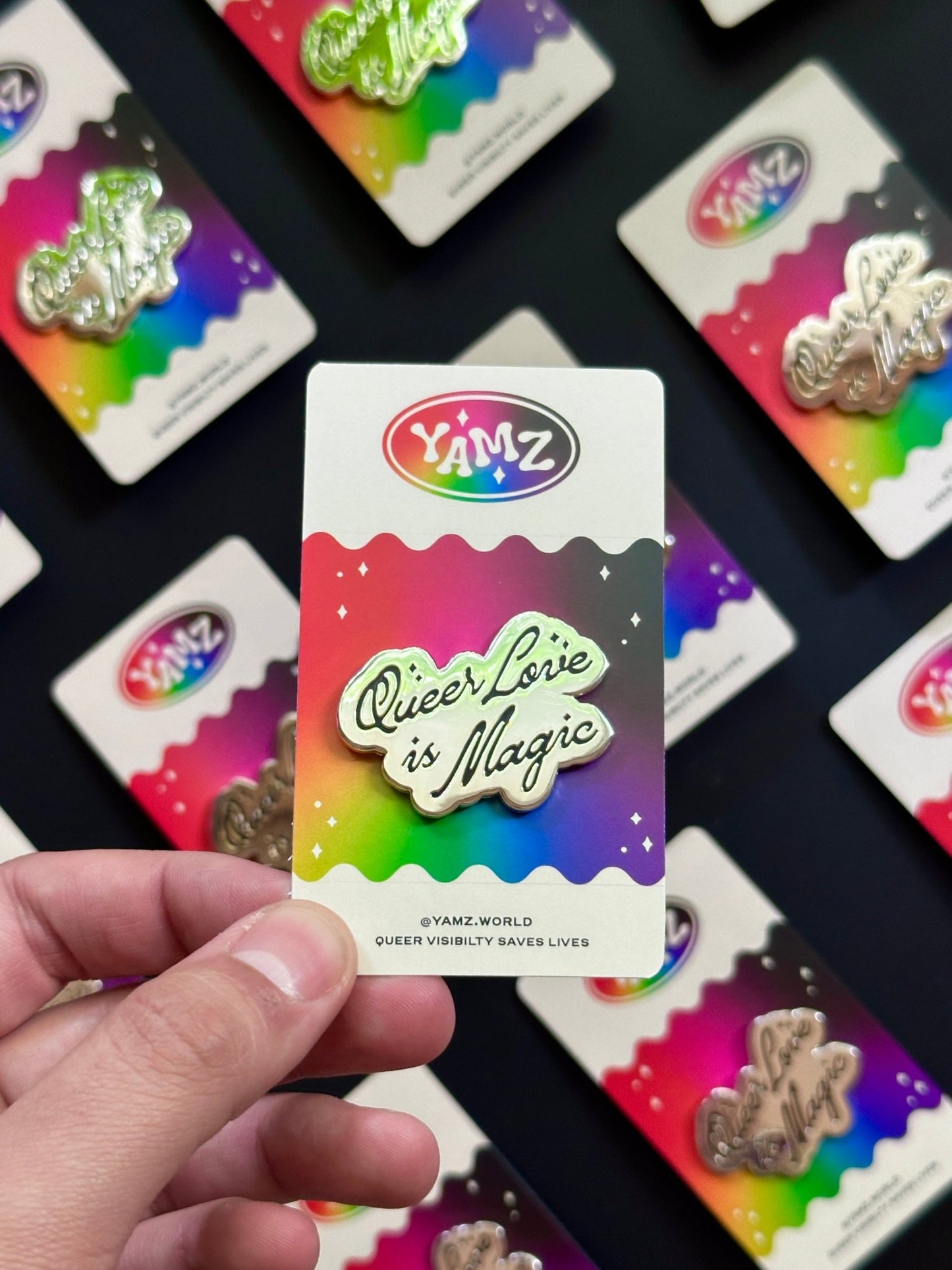 Queer Love is Magic Enamel Pin - Starry Skies Austin