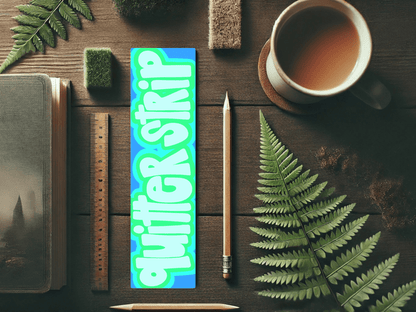 Quitter Strip Bookmark – Retro Teal Design | Hand-Drawn Bookish Gift | Funny Reading Accessory | Laminated Bookmark | Book Lover Humor - Starry Skies Austin