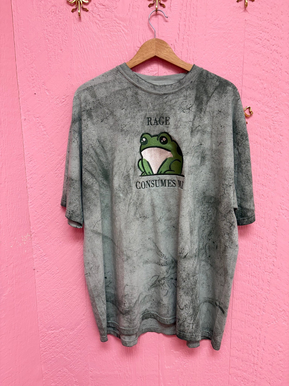 "Rage Consumes Me" -Embroidered Frog Tee - Starry Skies Austin