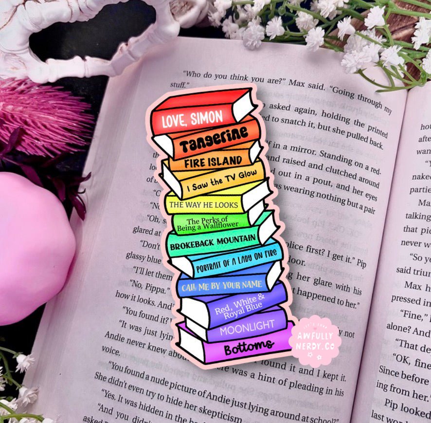 Rainbow LGBTQ Movie Inspired Die-Cut Laminated Holographic Bookmark - Starry Skies Austin