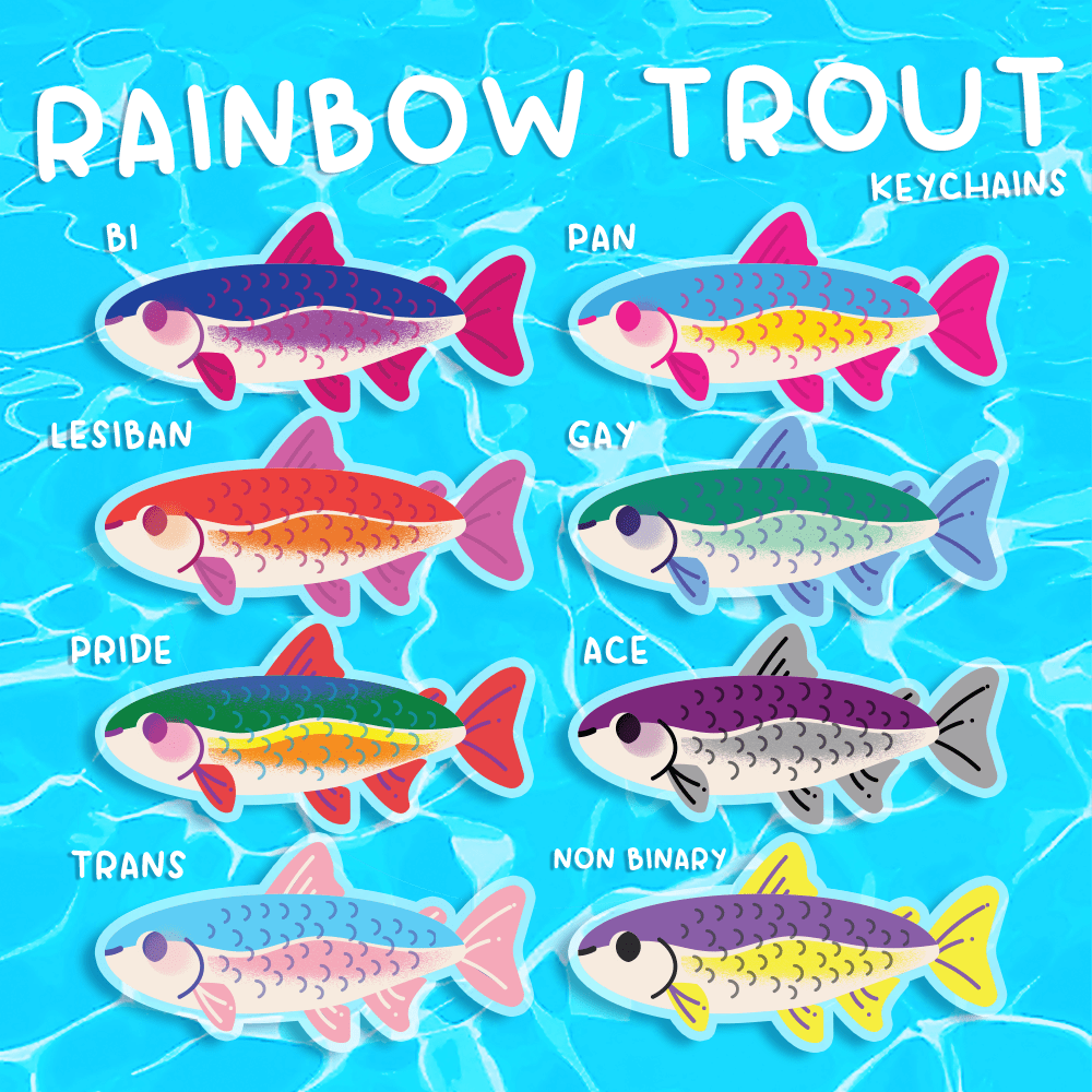 Rainbow Trout Pride Stickers - Starry Skies Austin
