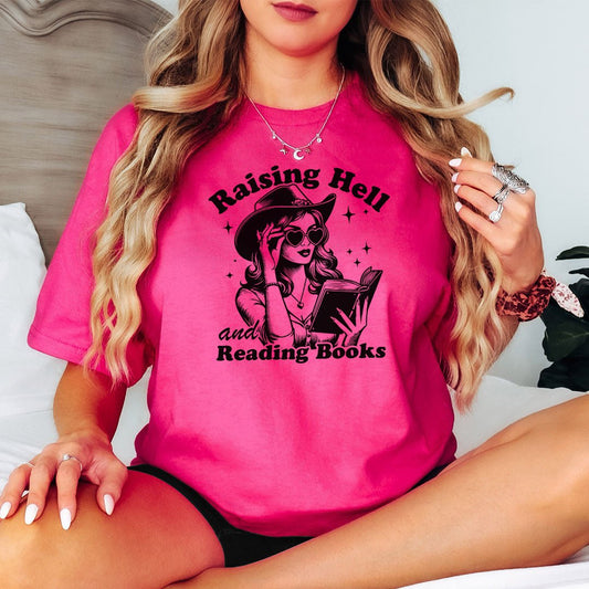 Raising Hell And Reading Books Gildan Softsyle Shirt - Starry Skies Austin